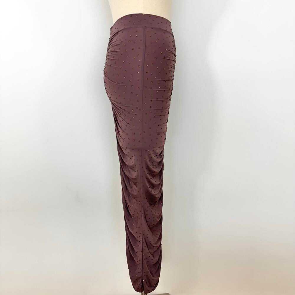 Alex Perry Ruched Maxi Skirt Sparkly Crystal Embellished UK 8 (US 4) - Picture 7 of 13